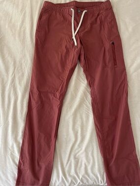 Vuori Mens Ripstop Slim Fit Pants Organic Cotton Canyon Red Sz Lg Travel Hiking
